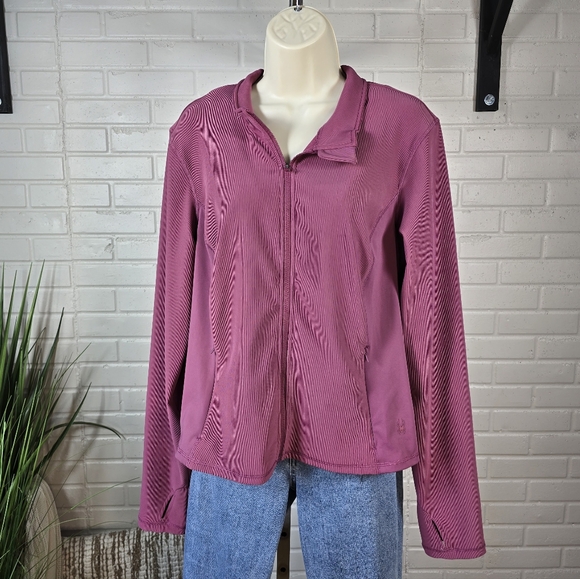 NWT Spyder Muave Ribbed Lightweight Long Sleeve Zip Up Jacket Extra Large - Picture 3 of 10